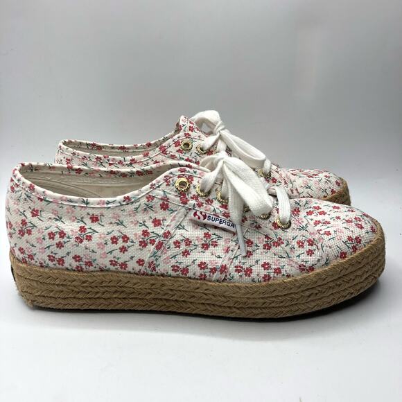 Superga  Floral Canvas Print Platform Espardrille Snearkers EU 40 / US 9 - Picture 4 of 11